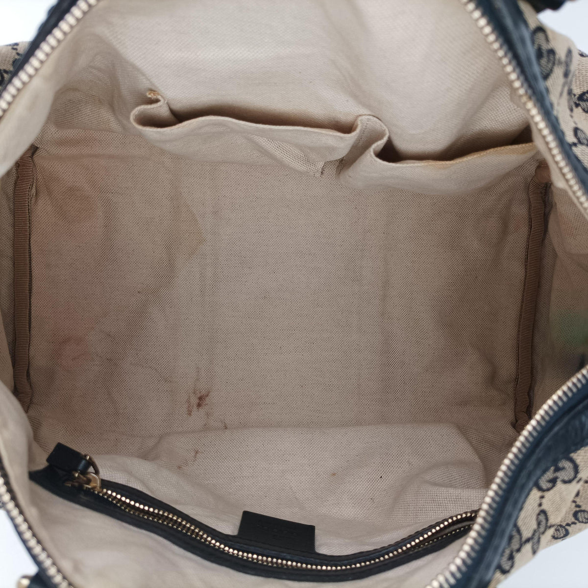 Pre-owned Gucci Sherry Line navy×red×beige canvas×leather 247205 shoulderbag | stylenewstar
