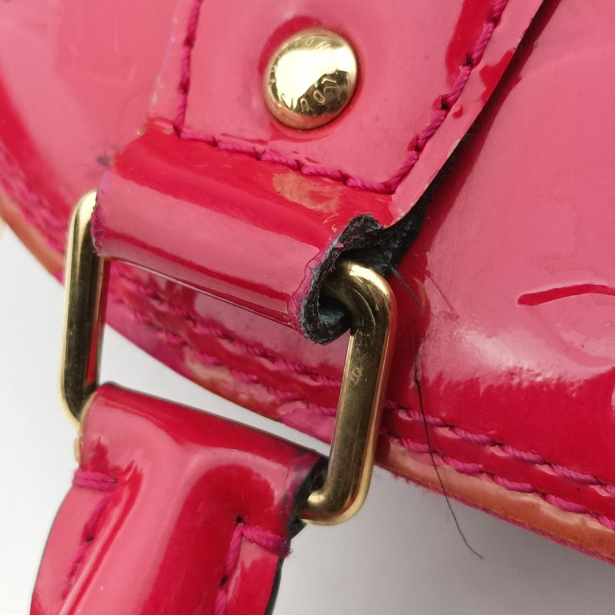 Pre-owned Louis Vuitton Alma BB pomme d'amour Vernis M90174 shoulderbag | stylenewstar