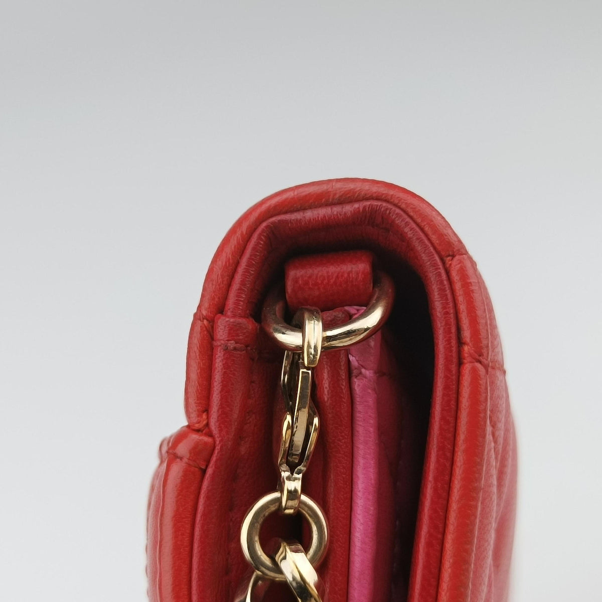 Pre-owned Christian Dior Cannage New Lock Red x Pink lambskin  shoulderbag | stylenewstar