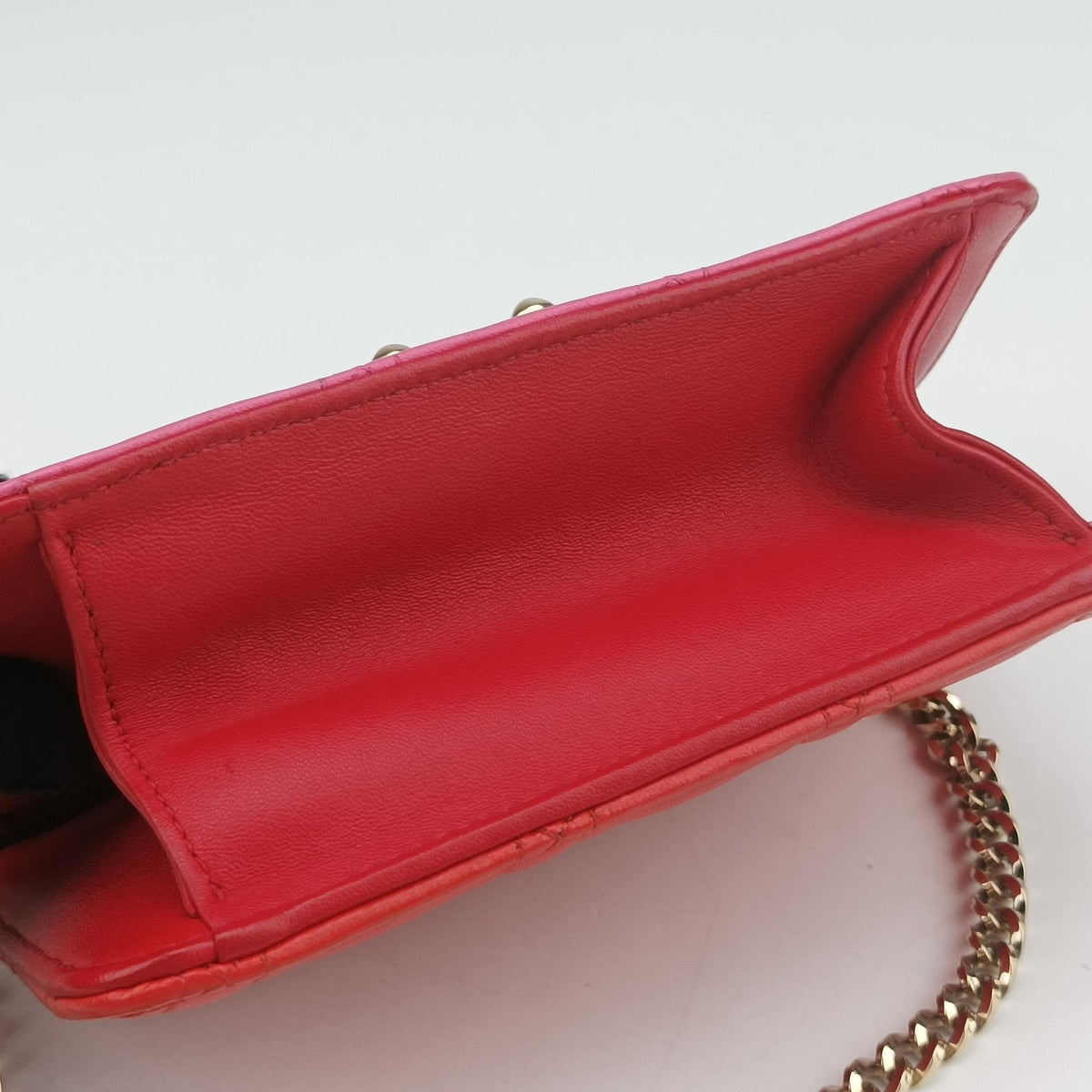 Pre-owned Christian Dior Cannage New Lock Red x Pink lambskin  shoulderbag | stylenewstar