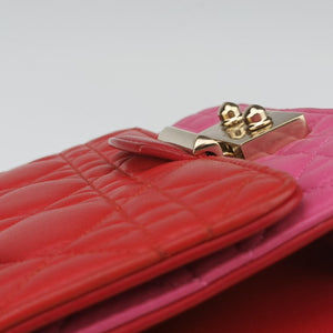 Pre-owned Christian Dior Cannage New Lock Red x Pink lambskin  shoulderbag | stylenewstar