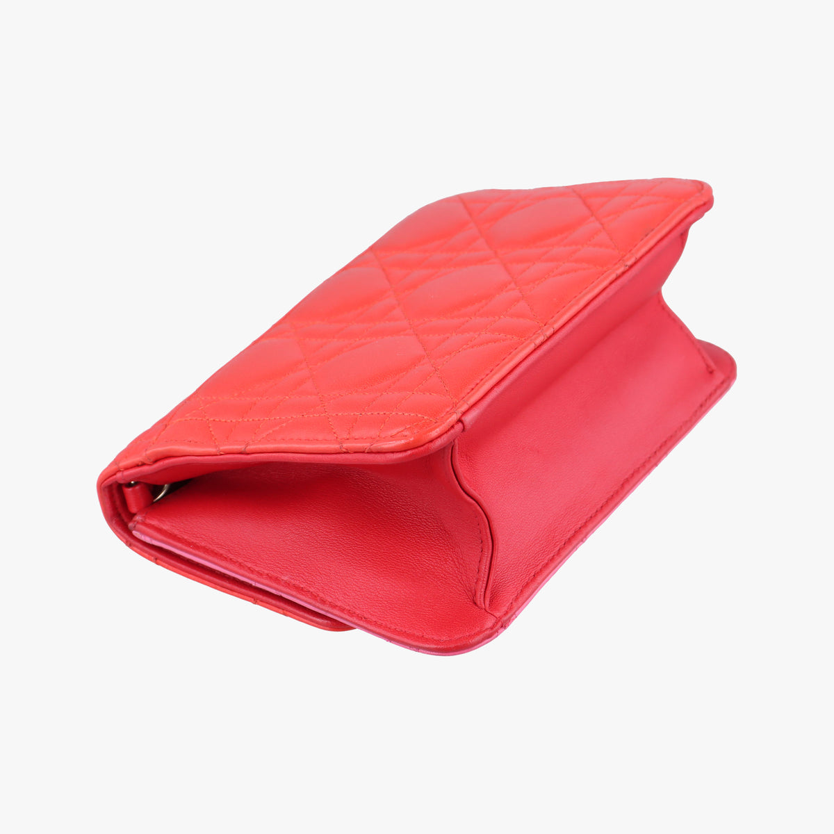Pre-owned Christian Dior Cannage New Lock Red x Pink lambskin  shoulderbag | stylenewstar