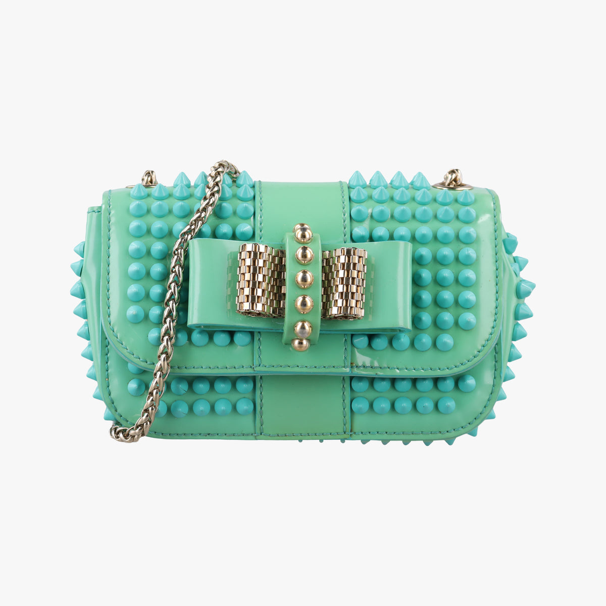 Vintage Christian Louboutin Sweet Charity Scarabe Spike Green Patent Leather  shoulderbag | stylenewstar