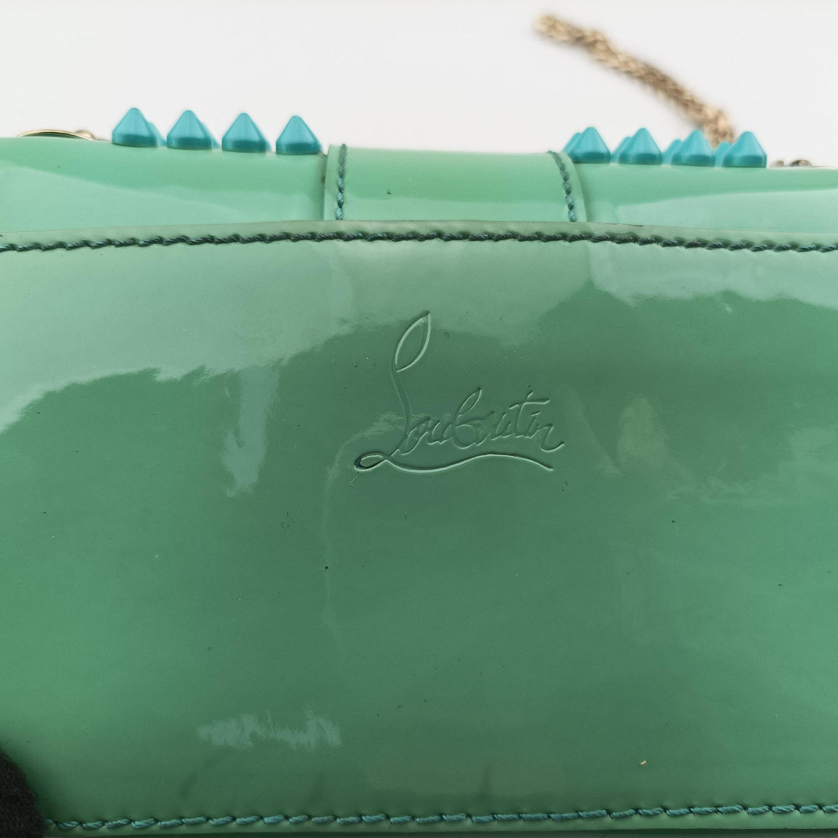Vintage Christian Louboutin Sweet Charity Scarabe Spike Green Patent Leather  shoulderbag | stylenewstar