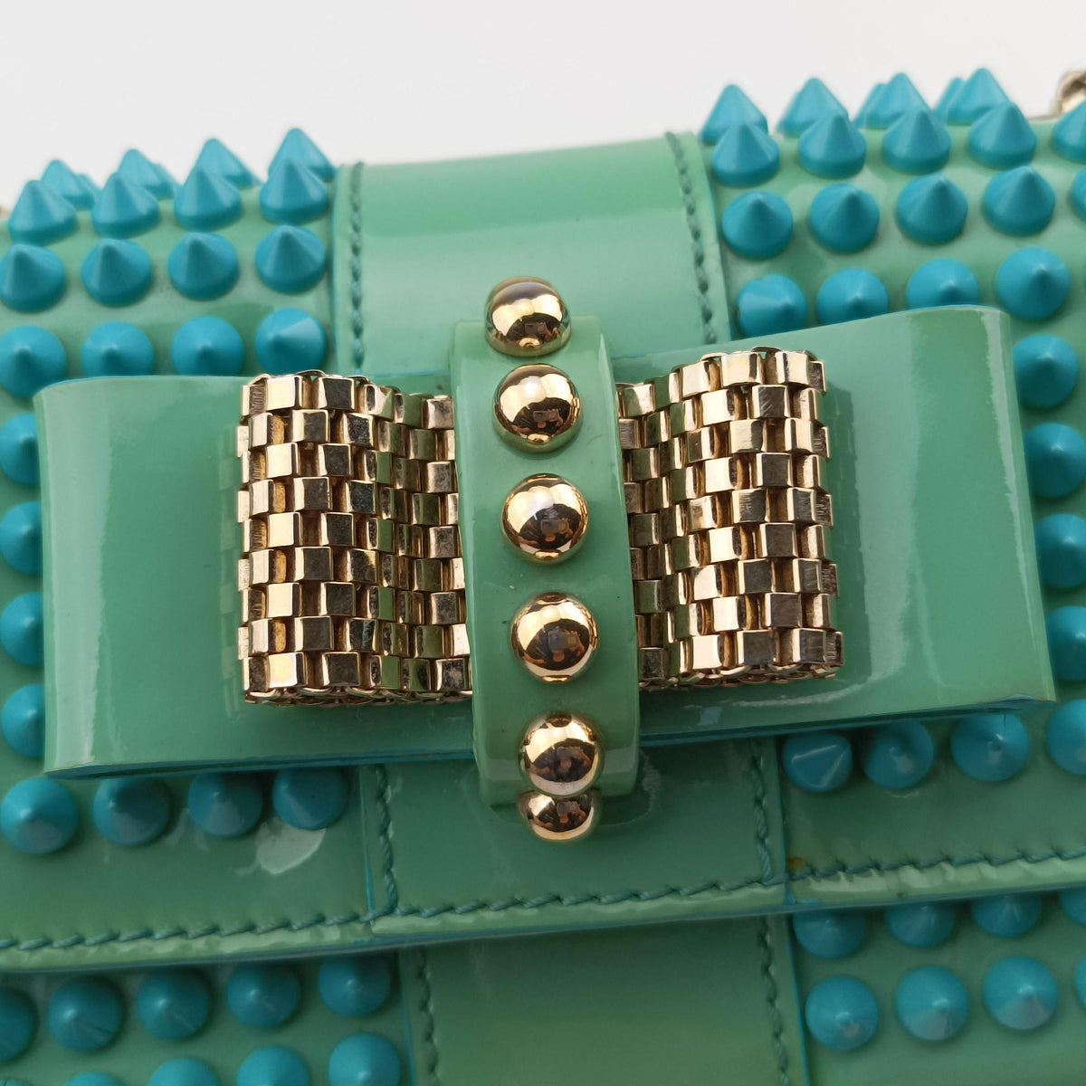 Vintage Christian Louboutin Sweet Charity Scarabe Spike Green Patent Leather  shoulderbag | stylenewstar