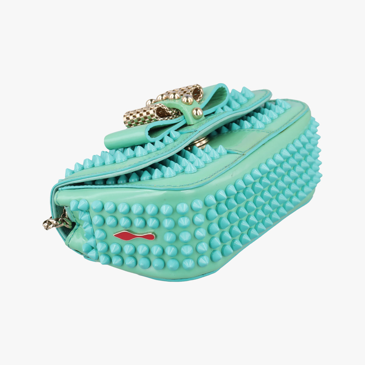 Vintage Christian Louboutin Sweet Charity Scarabe Spike Green Patent Leather  shoulderbag | stylenewstar