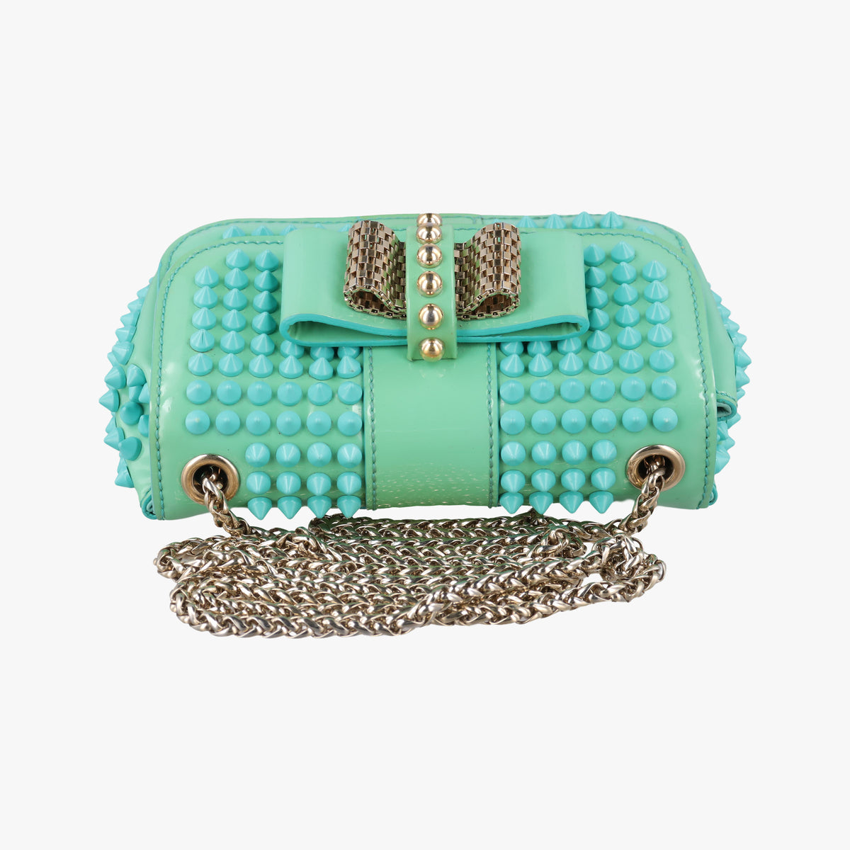 Vintage Christian Louboutin Sweet Charity Scarabe Spike Green Patent Leather  shoulderbag | stylenewstar