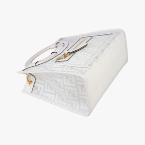 Pre-owned Fendi Runaway Shopper White PVC coated canvas 8BH353 shoulderbag | stylenewstar
