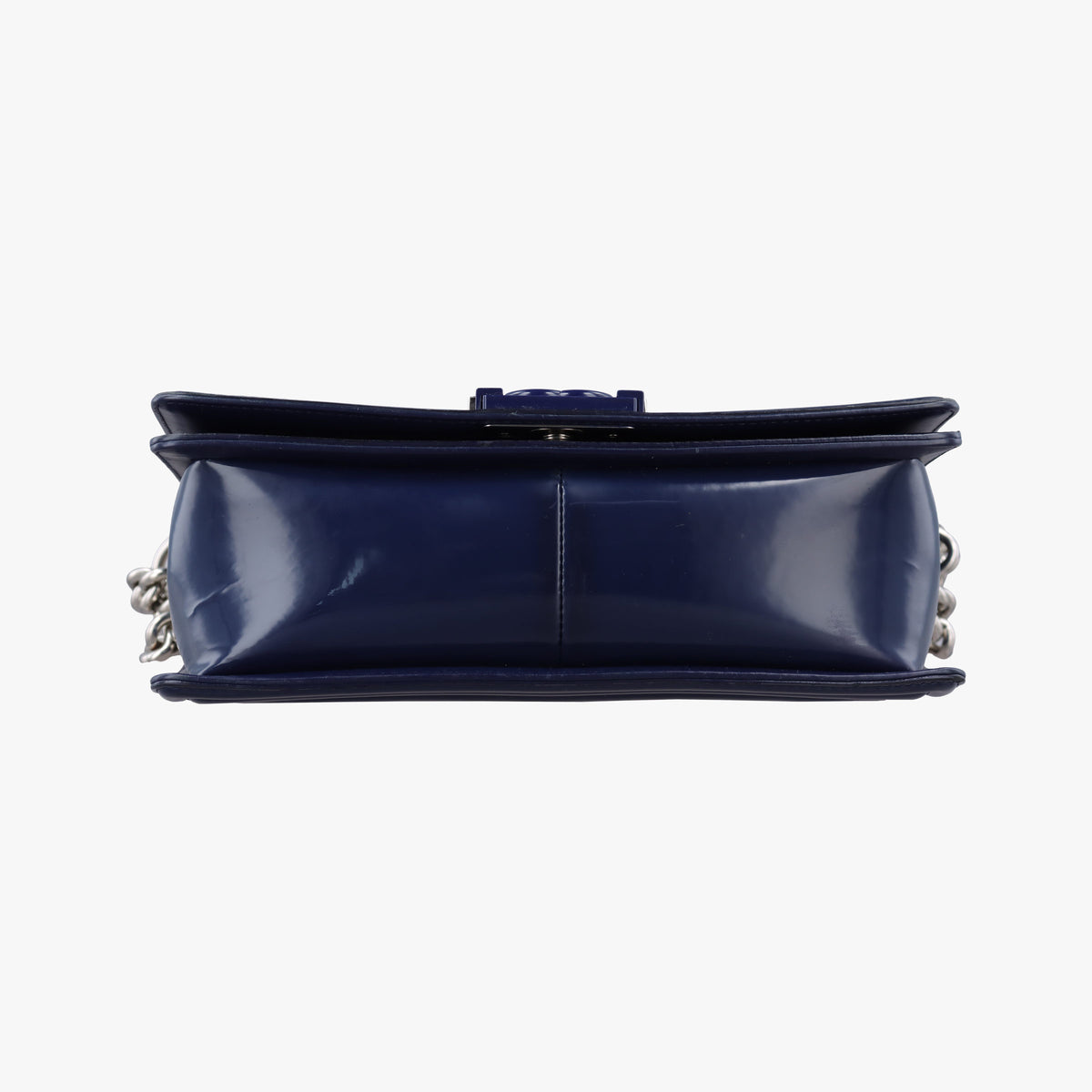 Pre-owned Chanel BOY CHANEL Navy Patent A67086 shoulderbag | stylenewstar
