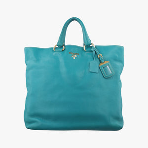 Pre-owned Prada Vitello Phoenix Blue Green Leather BN1713 handbag | stylenewstar