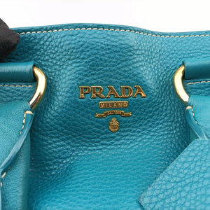 Pre-owned Prada Vitello Phoenix Blue Green Leather BN1713 handbag | stylenewstar