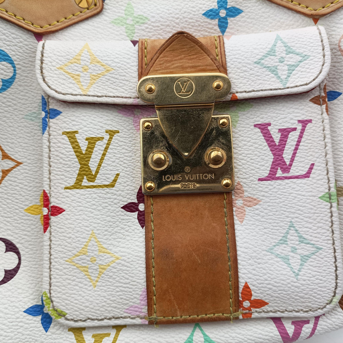 Pre-owned Louis Vuitton Speedy 30 white Monogram Multicolor M92643 handbag | stylenewstar