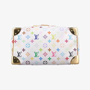 Pre-owned Louis Vuitton Speedy 30 white Monogram Multicolor M92643 handbag | stylenewstar