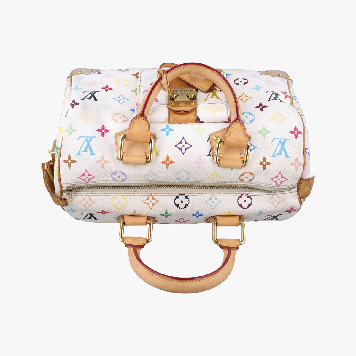 Pre-owned Louis Vuitton Speedy 30 white Monogram Multicolor M92643 handbag | stylenewstar