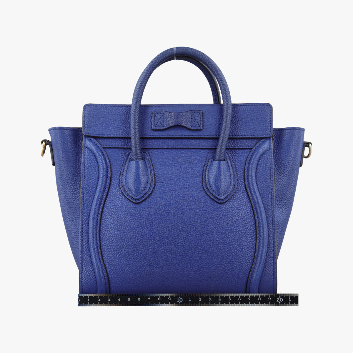 Pre-owned Celine luggage nano shopper Blue leather  shoulderbag | stylenewstar