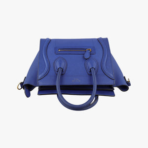 Pre-owned Celine luggage nano shopper Blue leather  shoulderbag | stylenewstar