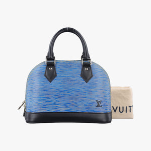 Pre-owned Louis Vuitton Alma BB DENIM BLEU×black Epi M41437 handbag | stylenewstar