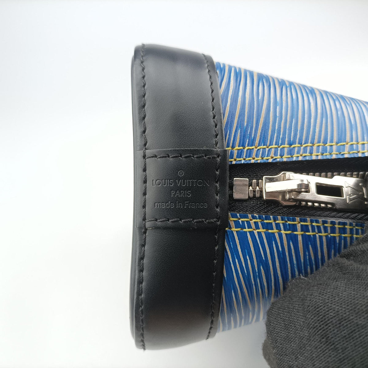 Pre-owned Louis Vuitton Alma BB DENIM BLEU×black Epi M41437 handbag | stylenewstar
