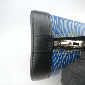 Pre-owned Louis Vuitton Alma BB DENIM BLEU×black Epi M41437 handbag | stylenewstar