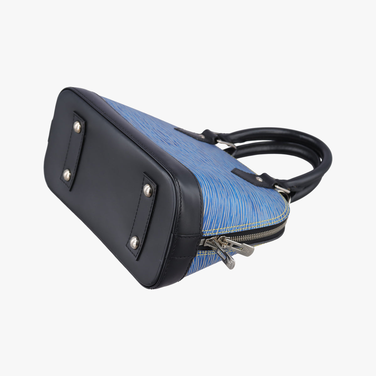 Pre-owned Louis Vuitton Alma BB DENIM BLEU×black Epi M41437 handbag | stylenewstar