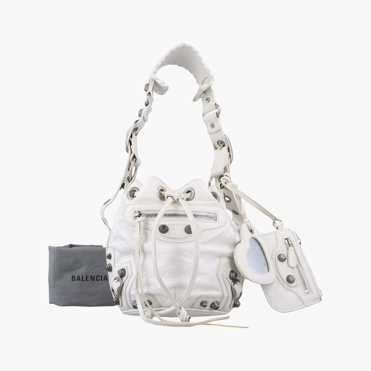 Pre-owned Balenciaga Le Cagole White lambskin  shoulderbag | stylenewstar