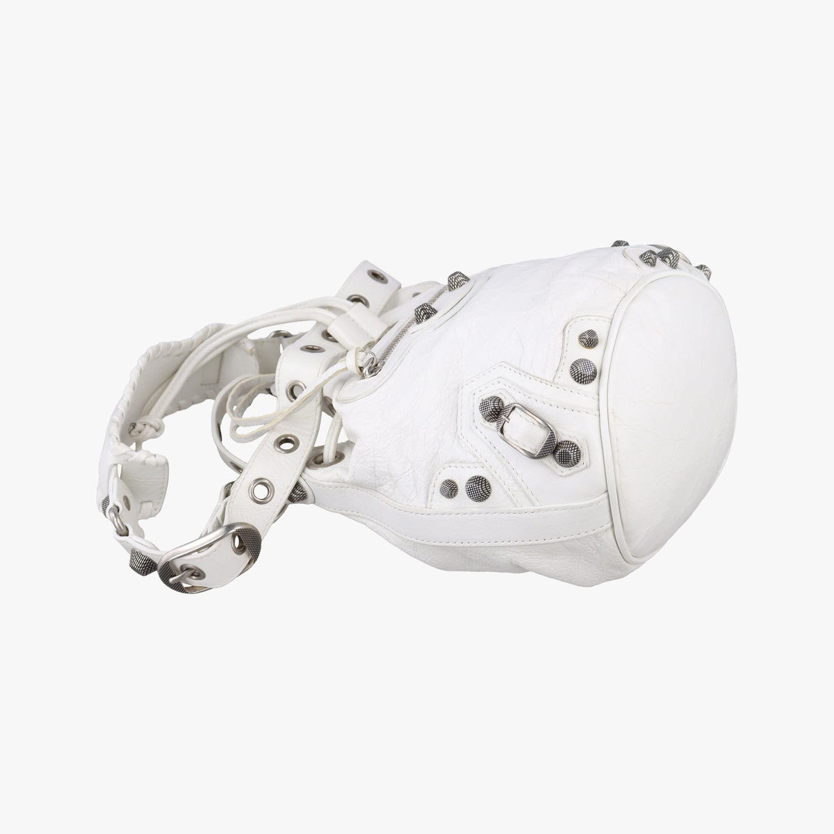 Pre-owned Balenciaga Le Cagole White lambskin  shoulderbag | stylenewstar