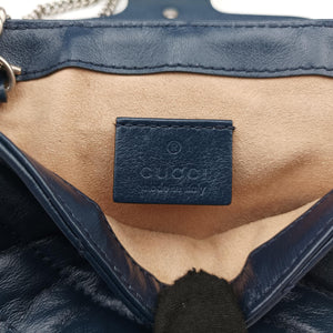 Pre-owned Gucci GG Marmont White×blue Leather 574969 shoulderbag | stylenewstar