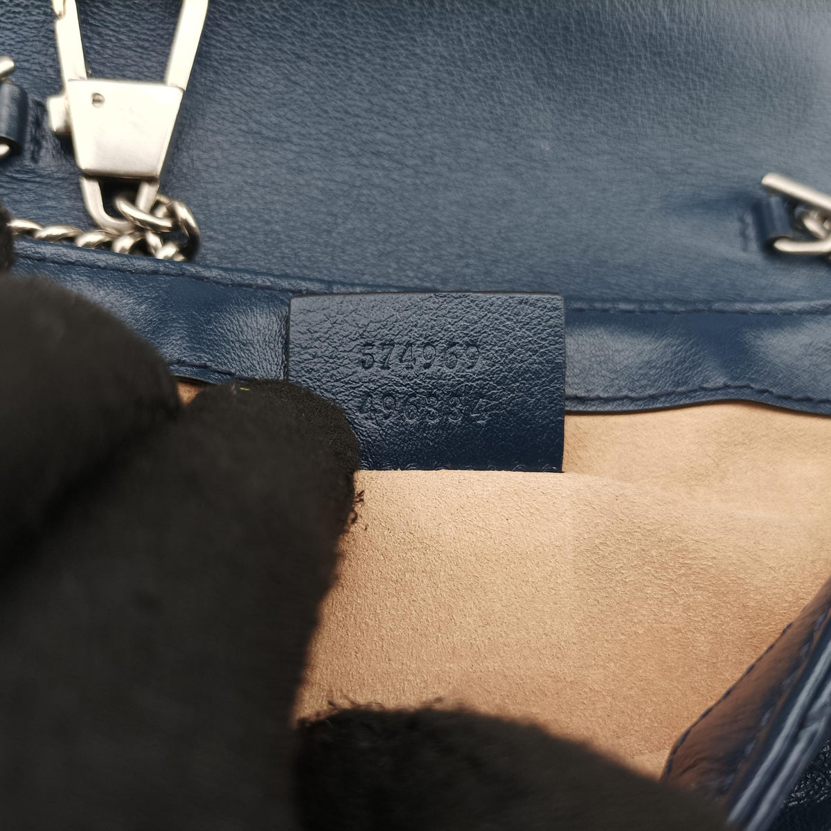Pre-owned Gucci GG Marmont White×blue Leather 574969 shoulderbag | stylenewstar