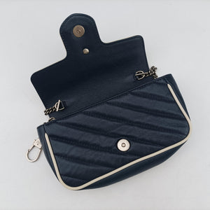 Pre-owned Gucci GG Marmont White×blue Leather 574969 shoulderbag | stylenewstar