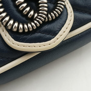 Pre-owned Gucci GG Marmont White×blue Leather 574969 shoulderbag | stylenewstar