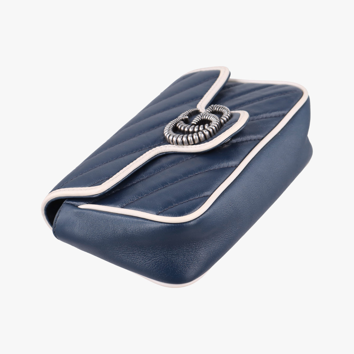Pre-owned Gucci GG Marmont White×blue Leather 574969 shoulderbag | stylenewstar