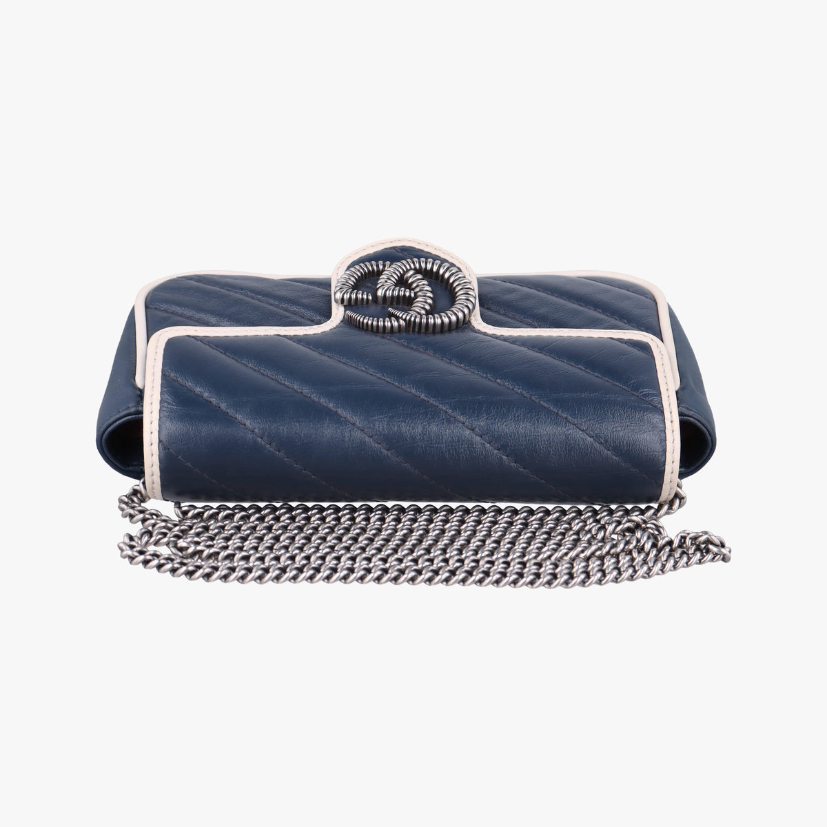 Pre-owned Gucci GG Marmont White×blue Leather 574969 shoulderbag | stylenewstar