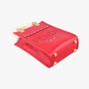 Pre-owned Fendi SUNSHINE SHOPPER Red Leather 8BS051 shoulderbag | stylenewstar