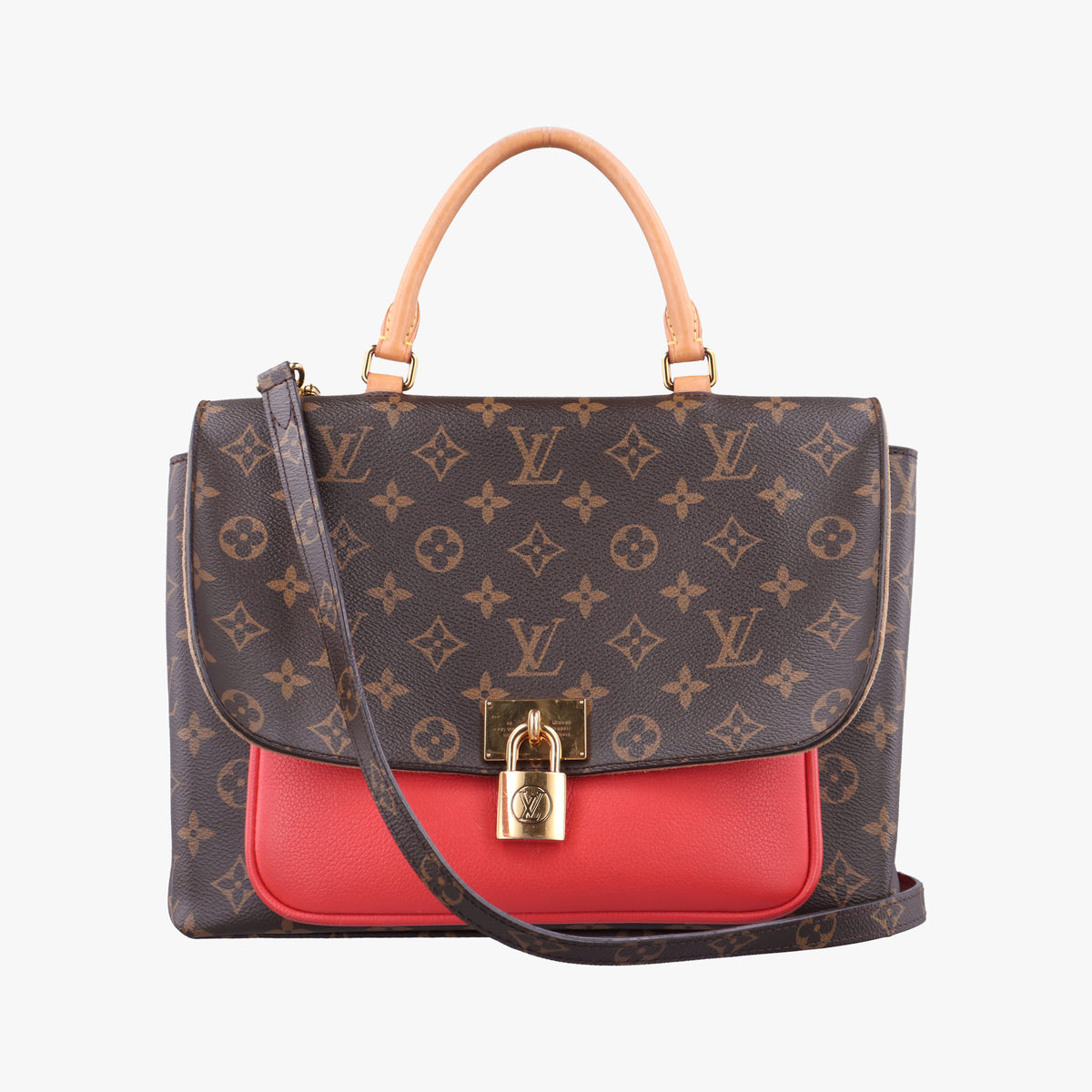 Vintage Louis Vuitton MARIGNAN Brown × Coquelicot Monogram Canvas×calf leather M44286 shoulderbag | stylenewstar