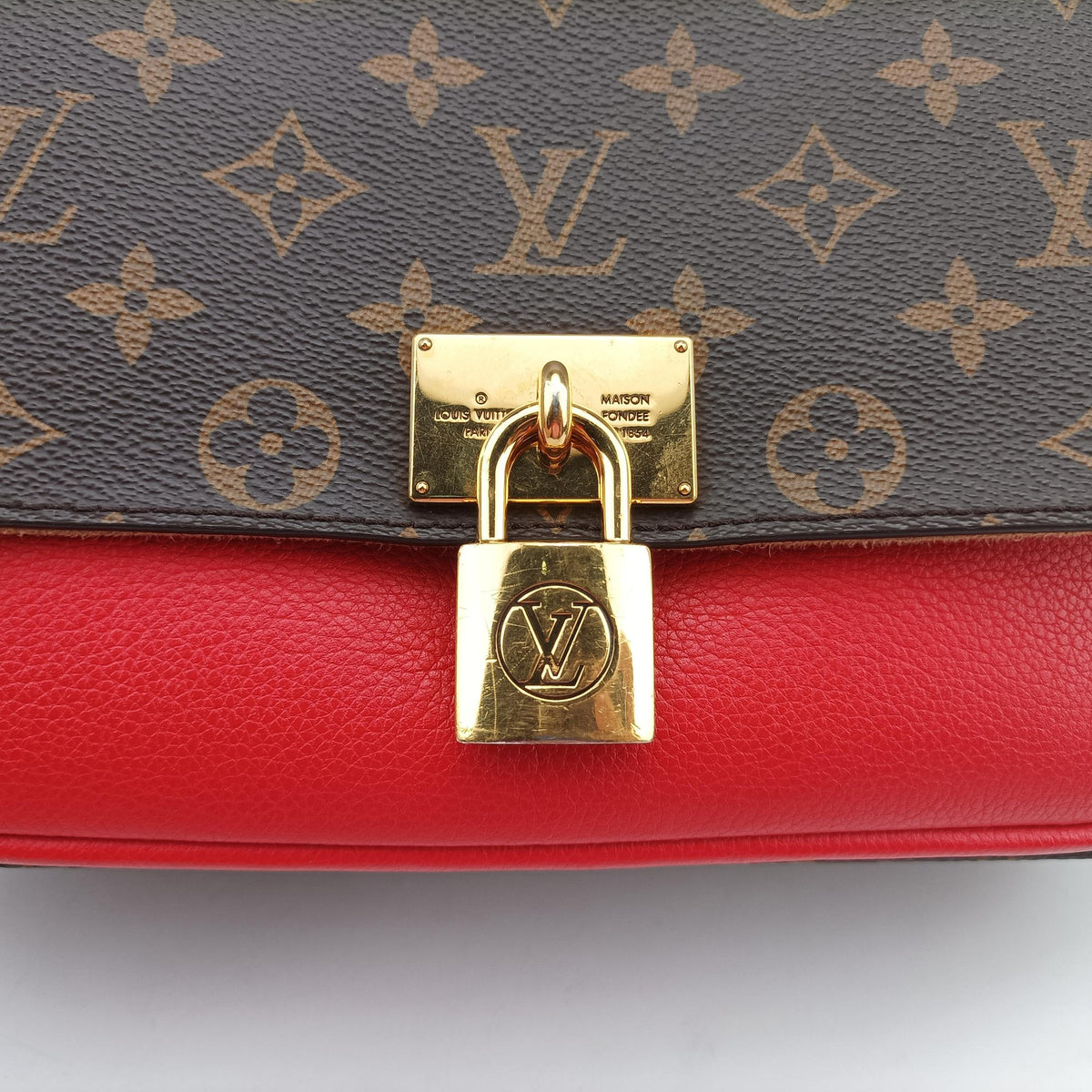 Vintage Louis Vuitton MARIGNAN Brown × Coquelicot Monogram Canvas×calf leather M44286 shoulderbag | stylenewstar