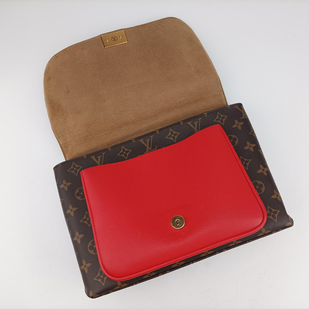 Vintage Louis Vuitton MARIGNAN Brown × Coquelicot Monogram Canvas×calf leather M44286 shoulderbag | stylenewstar