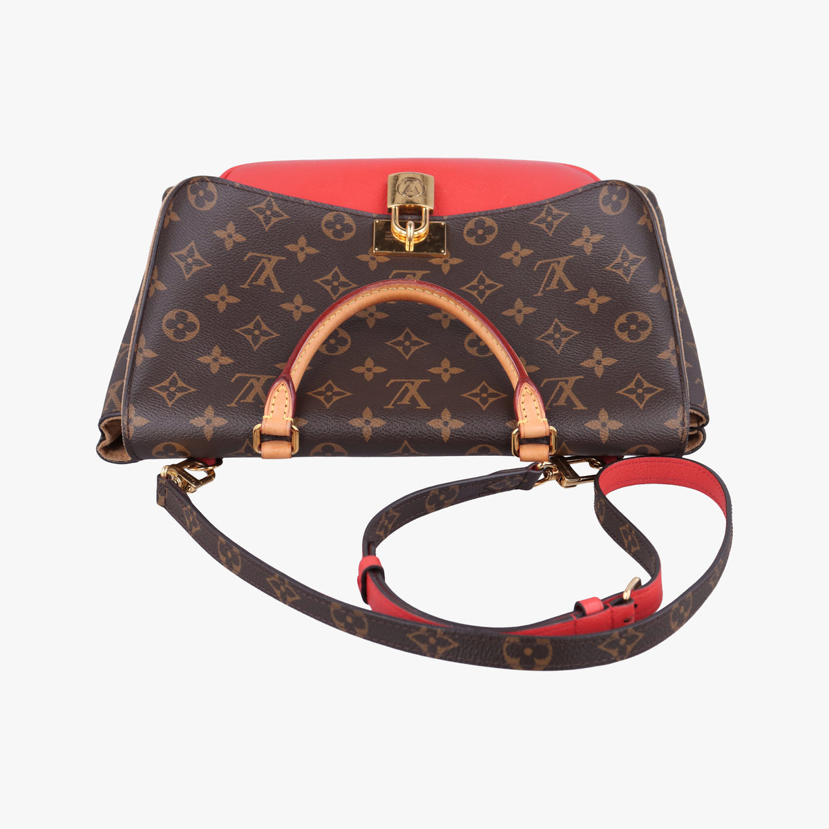 Vintage Louis Vuitton MARIGNAN Brown × Coquelicot Monogram Canvas×calf leather M44286 shoulderbag | stylenewstar