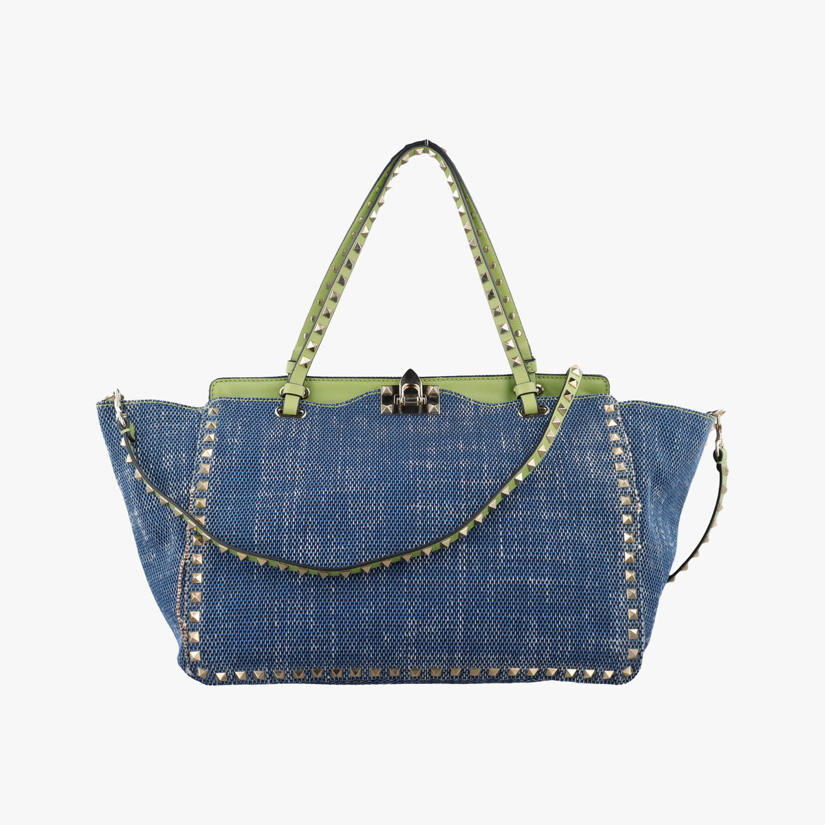 Pre-owned Valentino Rockstud Blue Denim  shoulderbag | stylenewstar