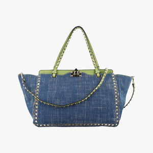 Pre-owned Valentino Rockstud Blue Denim  shoulderbag | stylenewstar