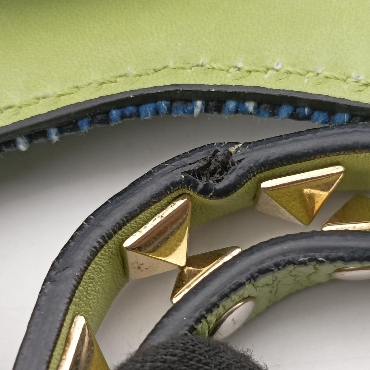 Pre-owned Valentino Rockstud Blue Denim  shoulderbag | stylenewstar