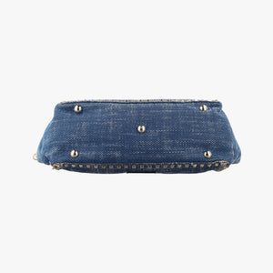 Pre-owned Valentino Rockstud Blue Denim  shoulderbag | stylenewstar