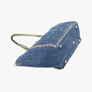 Pre-owned Valentino Rockstud Blue Denim  shoulderbag | stylenewstar