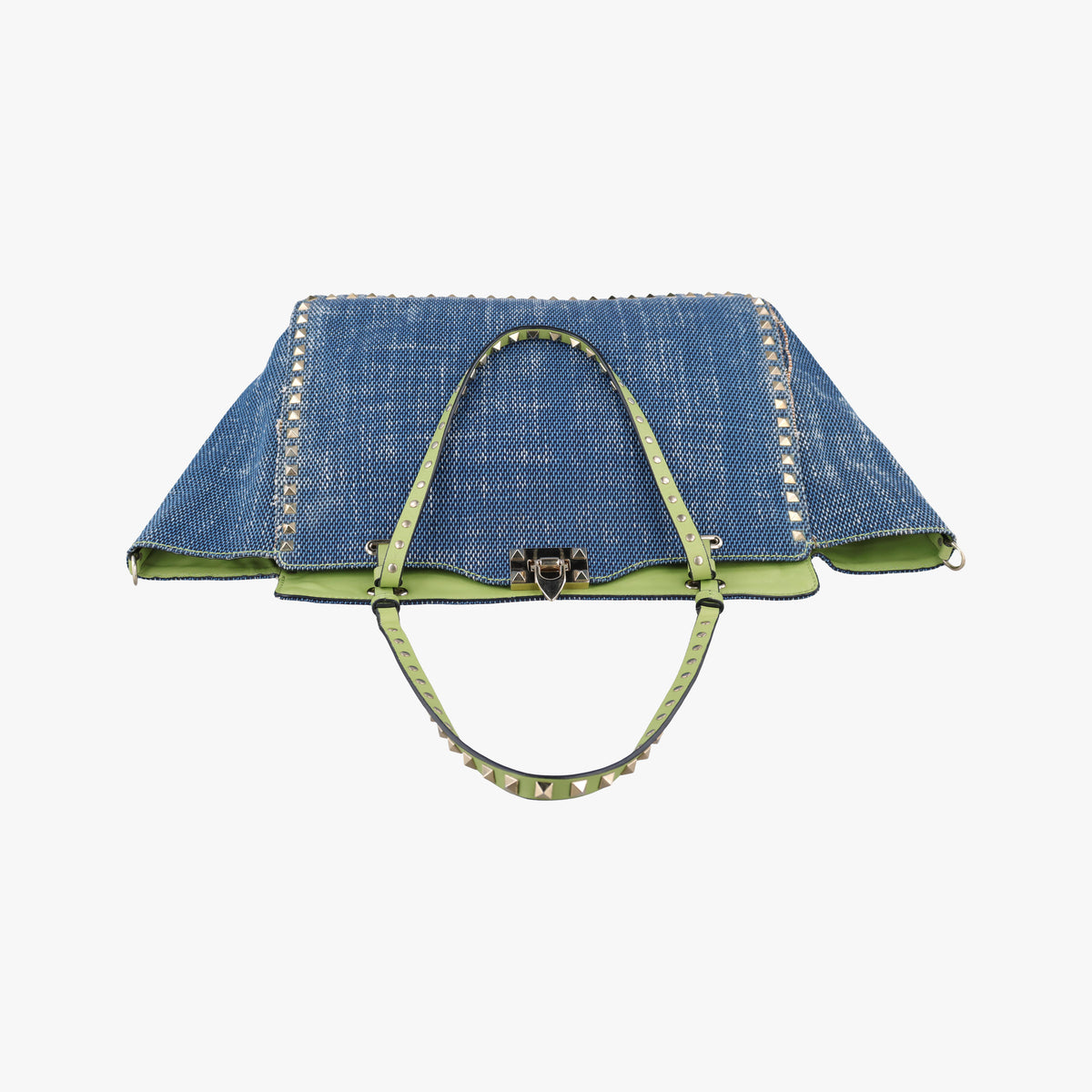 Pre-owned Valentino Rockstud Blue Denim  shoulderbag | stylenewstar