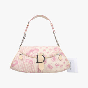 Vintage Christian Dior Trotter Cherry Blossom White×Multicolour canvas  shoulderbag | stylenewstar
