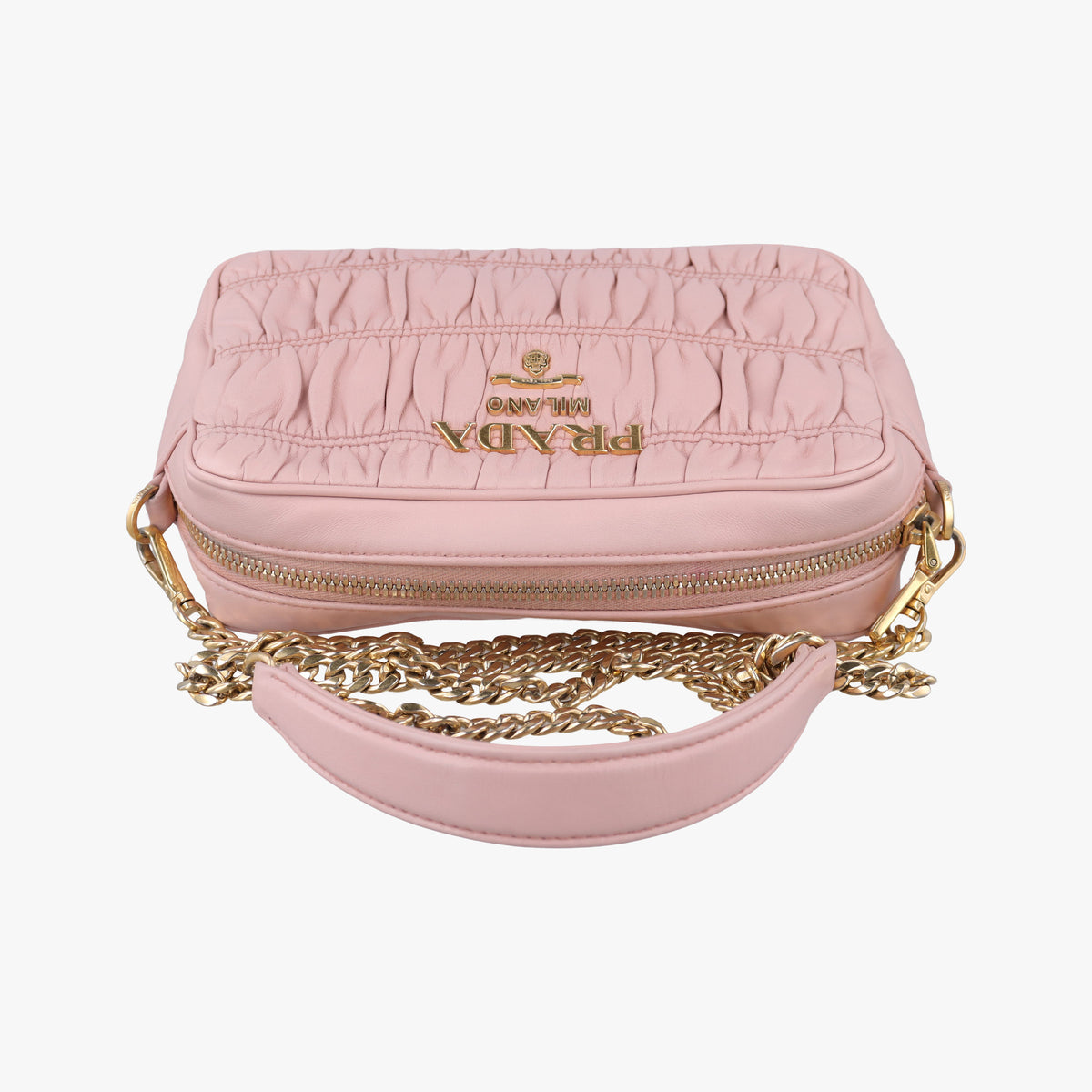 Pre-owned Prada Gaufre Pink lambskin 1BH112 shoulderbag | stylenewstar