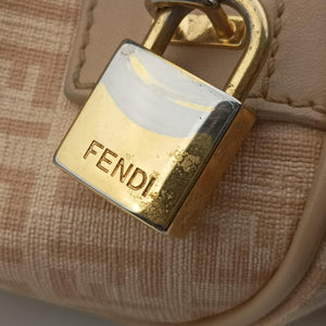 Pre-owned Fendi Zucchino boston Beige PVC coated canvas 8BL068 handbag | stylenewstar