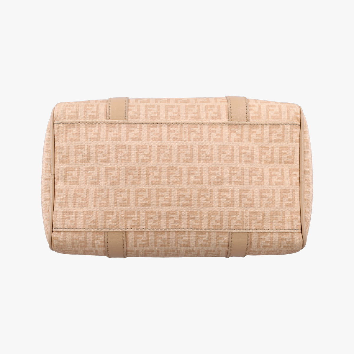 Pre-owned Fendi Zucchino boston Beige PVC coated canvas 8BL068 handbag | stylenewstar
