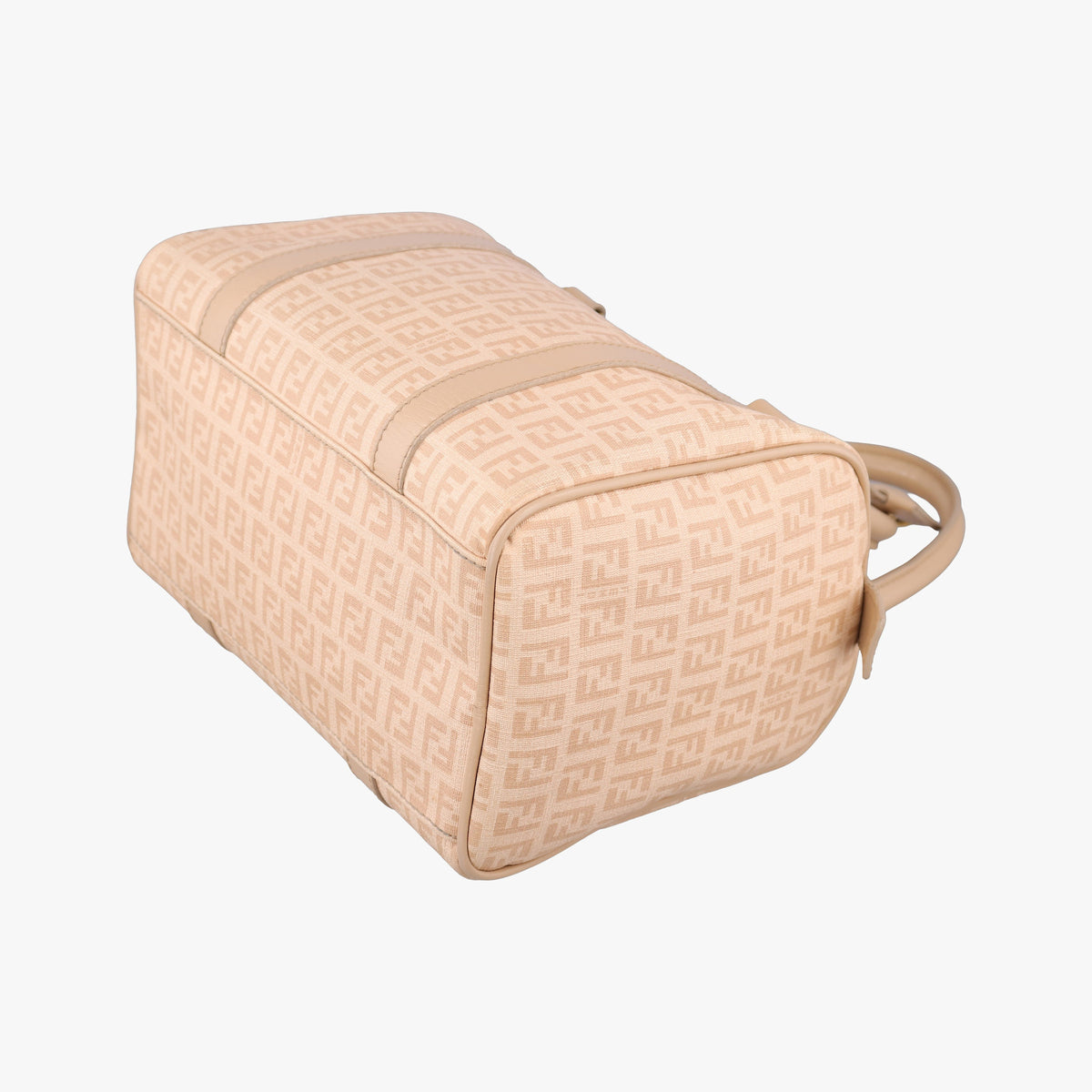Pre-owned Fendi Zucchino boston Beige PVC coated canvas 8BL068 handbag | stylenewstar