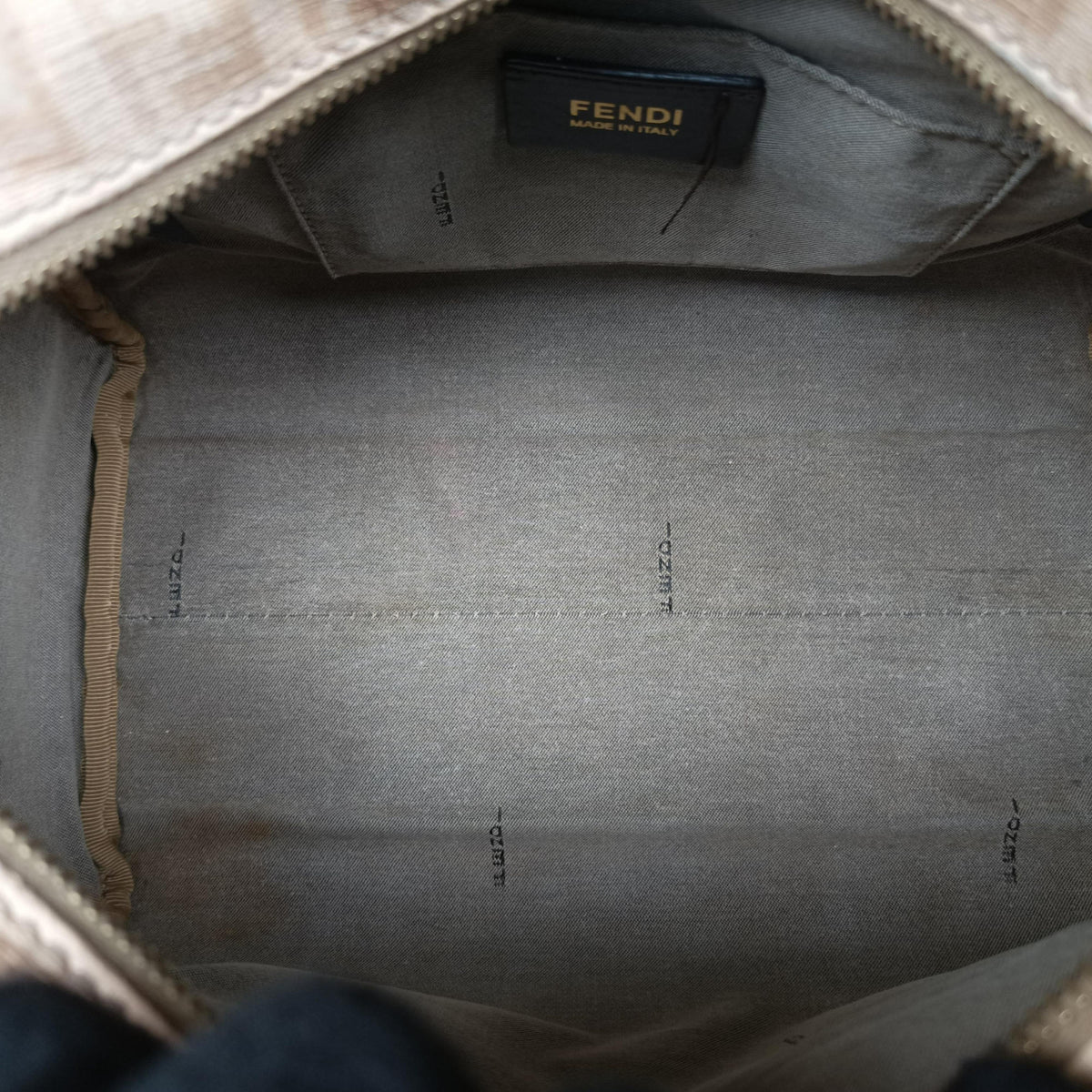Pre-owned Fendi Zucchino boston Beige PVC coated canvas 8BL068 handbag | stylenewstar