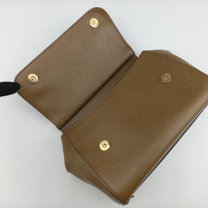 Pre-owned Dolce & Gabbana SICILY khaki Leather  shoulderbag | stylenewstar